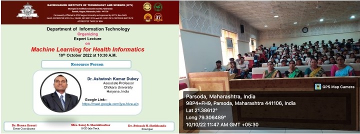 An Expert Lecture on Machine Learning for Health informatics 