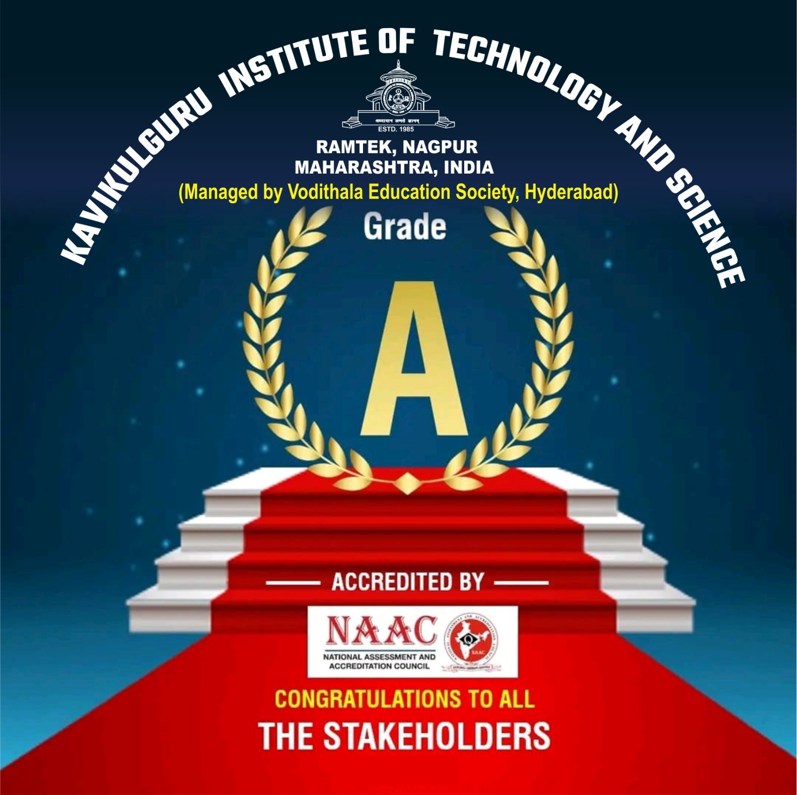 KITS, Ramtek Accredited with Prestigious A Grade by NAAC